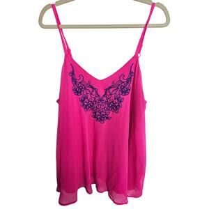 Torrid Sophie Tank Top Women 0X Pink Embroidered Swing Cami Top Summer Colorful